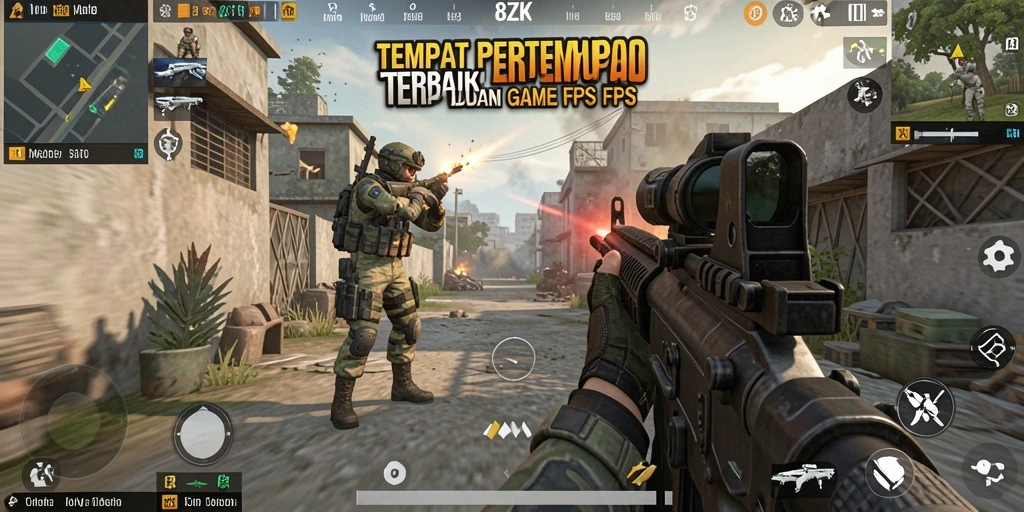 Screenshot utama 8ZK menampilkan aksi mendebarkan dalam pertempuran FPS.