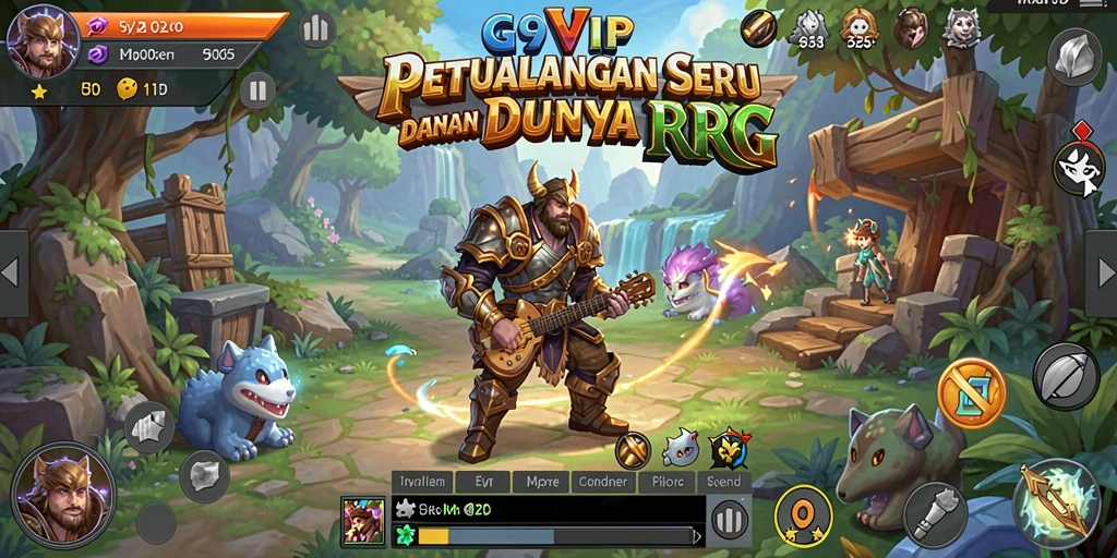 Screenshot utama G9VIP menampilkan pertarungan seru dalam dunia RPG.