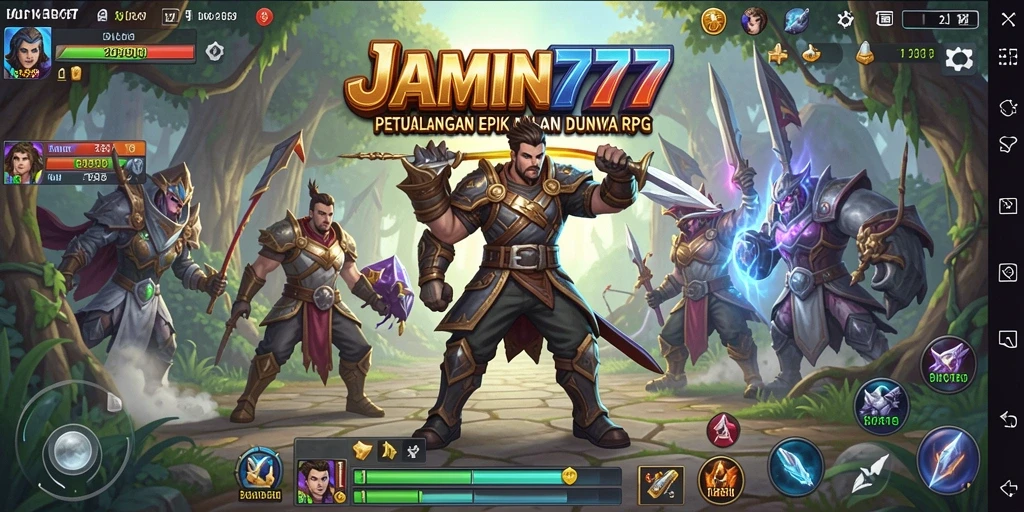 Tampilan gameplay epik dan karakter menarik dalam JAMIN777.