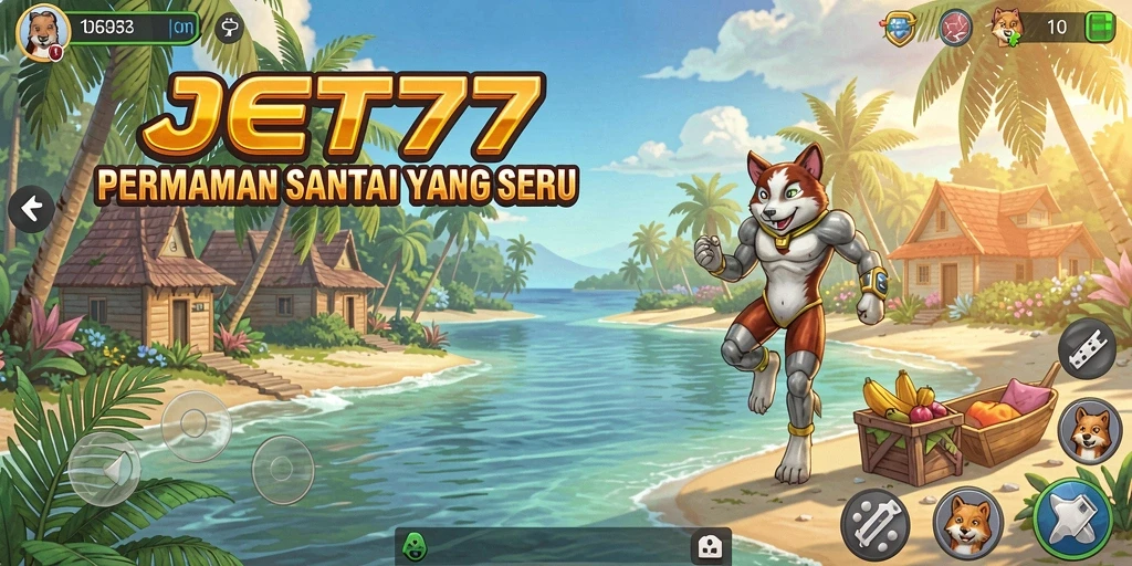 Screenshot utama JET77 menampilkan gameplay yang penuh warna dan seru.