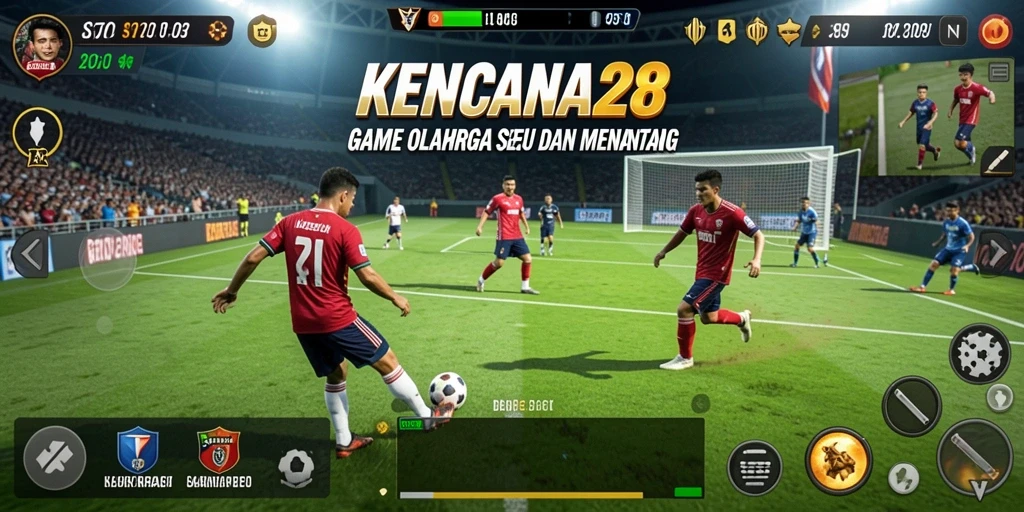 Screenshot gameplay KENCANA28 dengan aksi seru pertandingan olahraga.
