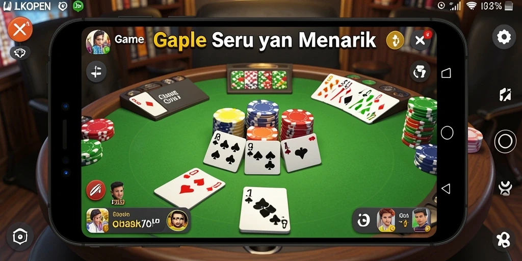 Tampilan gameplay LKOPEN yang menarik saat bermain Gaple.