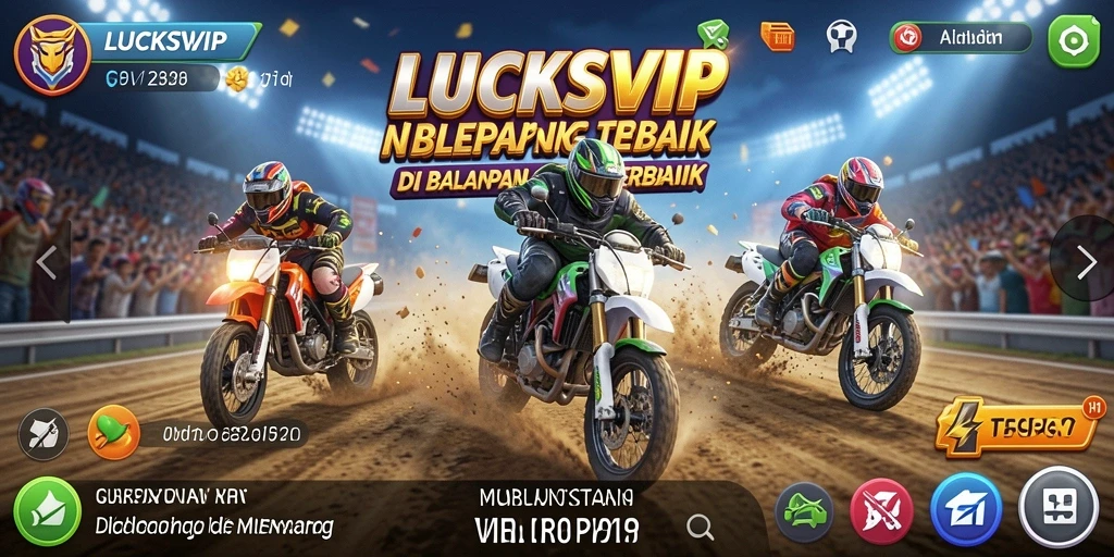 Gameplay mendebarkan dalam balapan LUCKSVIP dengan kendaraan berkecepatan tinggi.