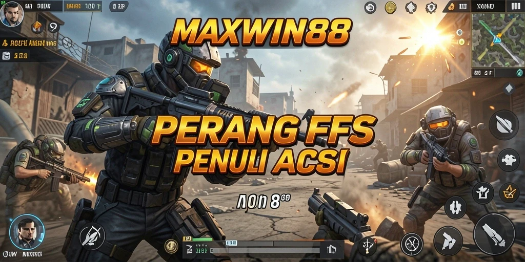 Screenshot MAXWIN88 menampilkan aksi tembak menembak yang intens.