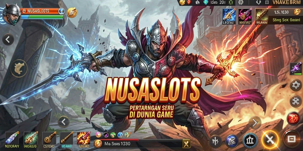 Screenshot gameplay NUSASLOTS menunjukkan pertarungan yang intens dan mendebarkan.