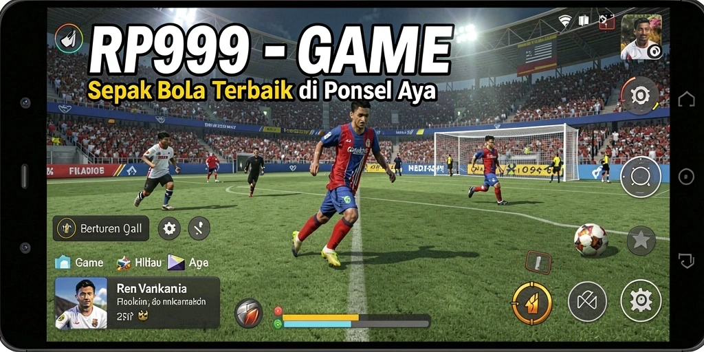 Tampilan gameplay menarik dari RR999 yang menunjukkan pertandingan sepak bola.