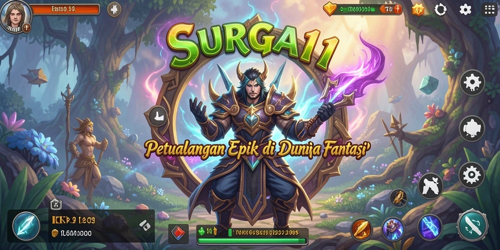 Tangkapan layar SURGA11 yang menunjukkan aksi seru dalam pertarungan RPG.