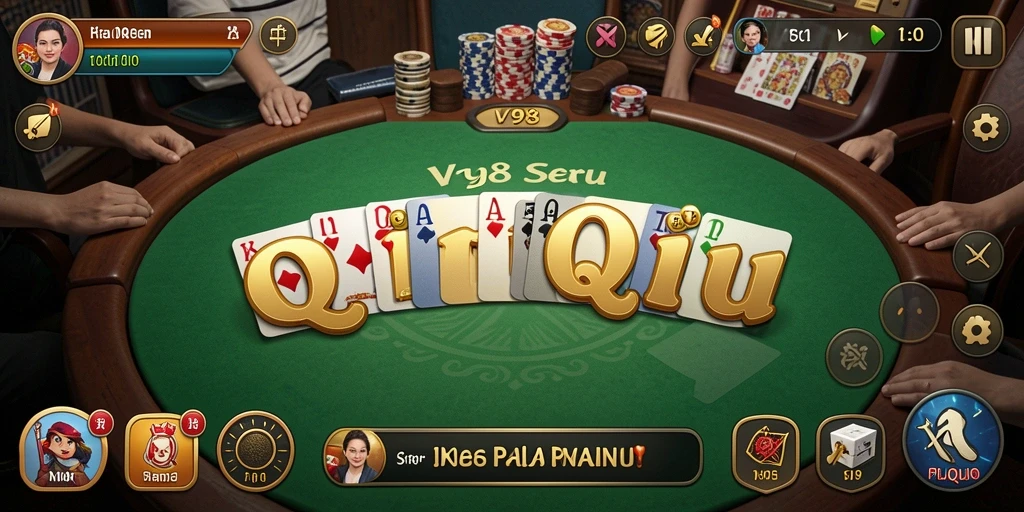 Screenshot V98 menampilkan permainan QiuQiu yang menarik dan seru.