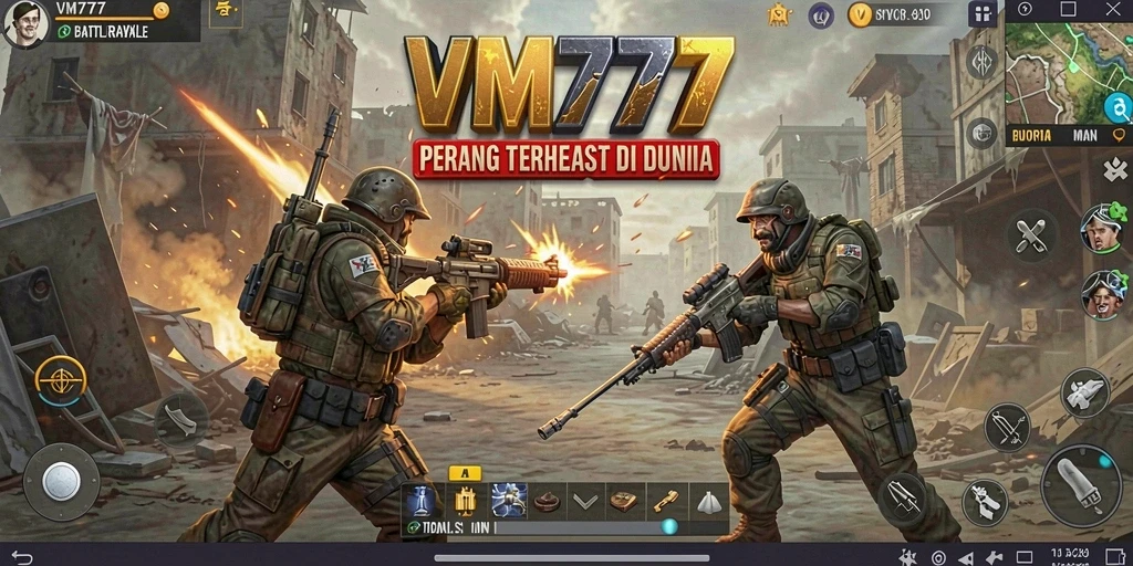 Screenshot menunjukkan aksi seru dalam pertempuran Battle Royale.
